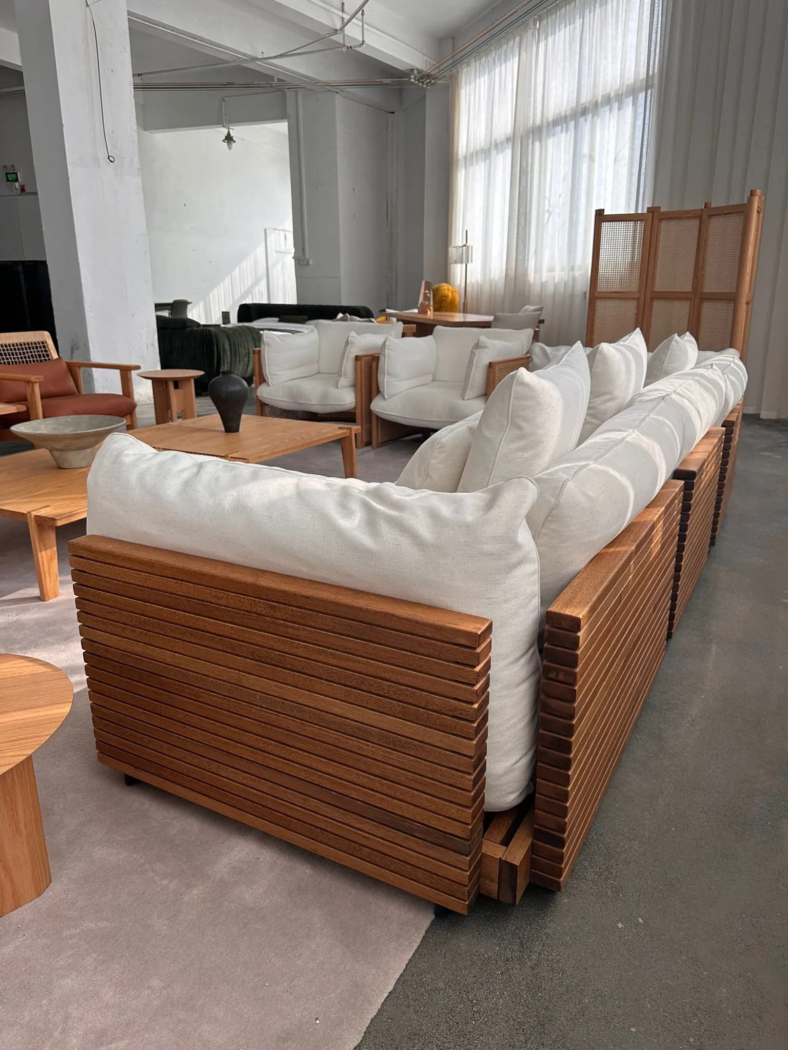 Coastal Modular Sectional — Wood and linen