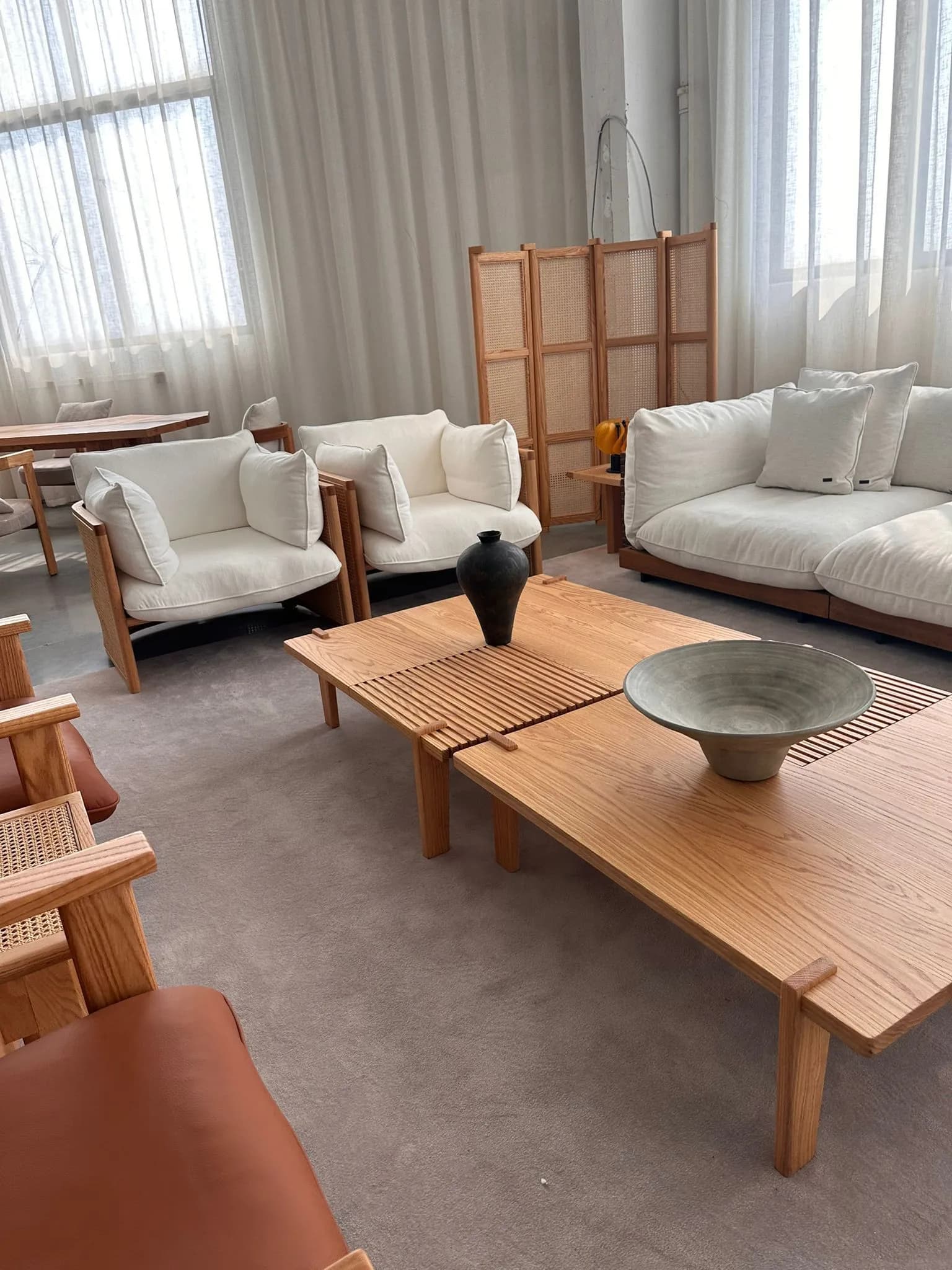 Minimalist Lounge Chair — wood and linen