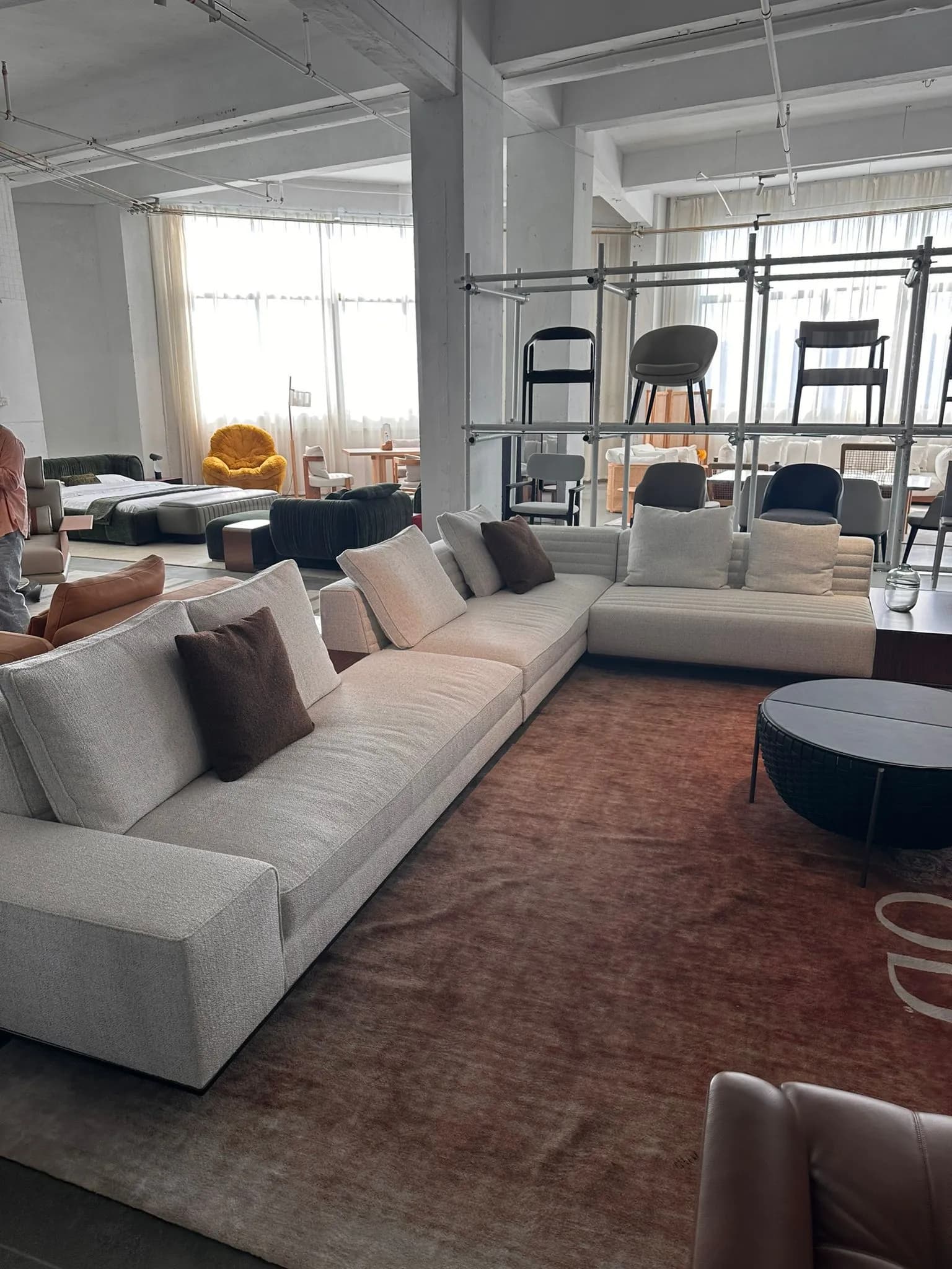 Modern Modular Sectional — Light beige linen upholstery