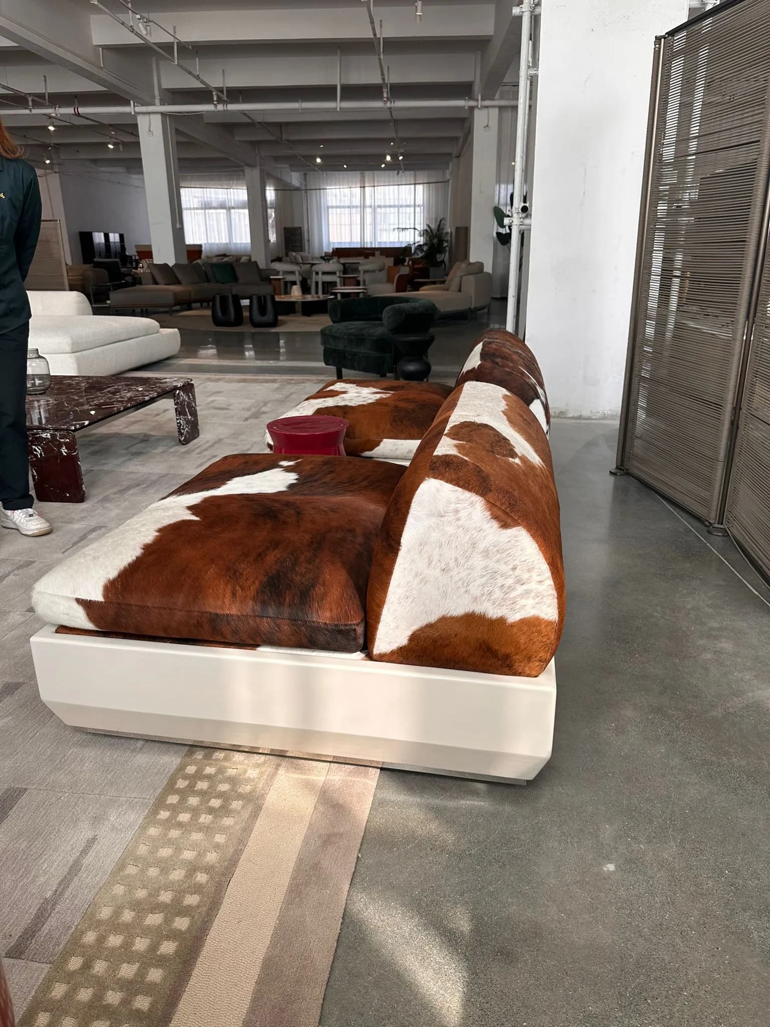 Pony Hair Sectional — Pony hair, white lacquered base