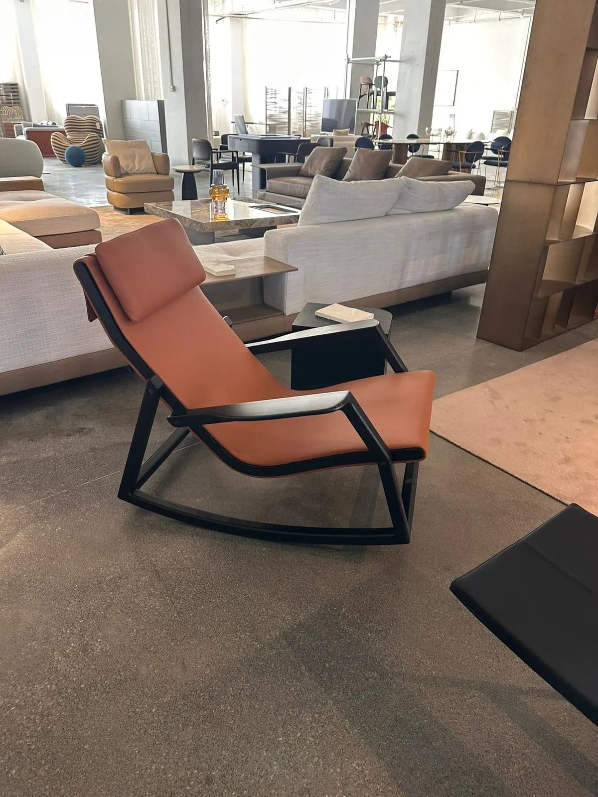 Modern Rocking Chair — Leather and metal