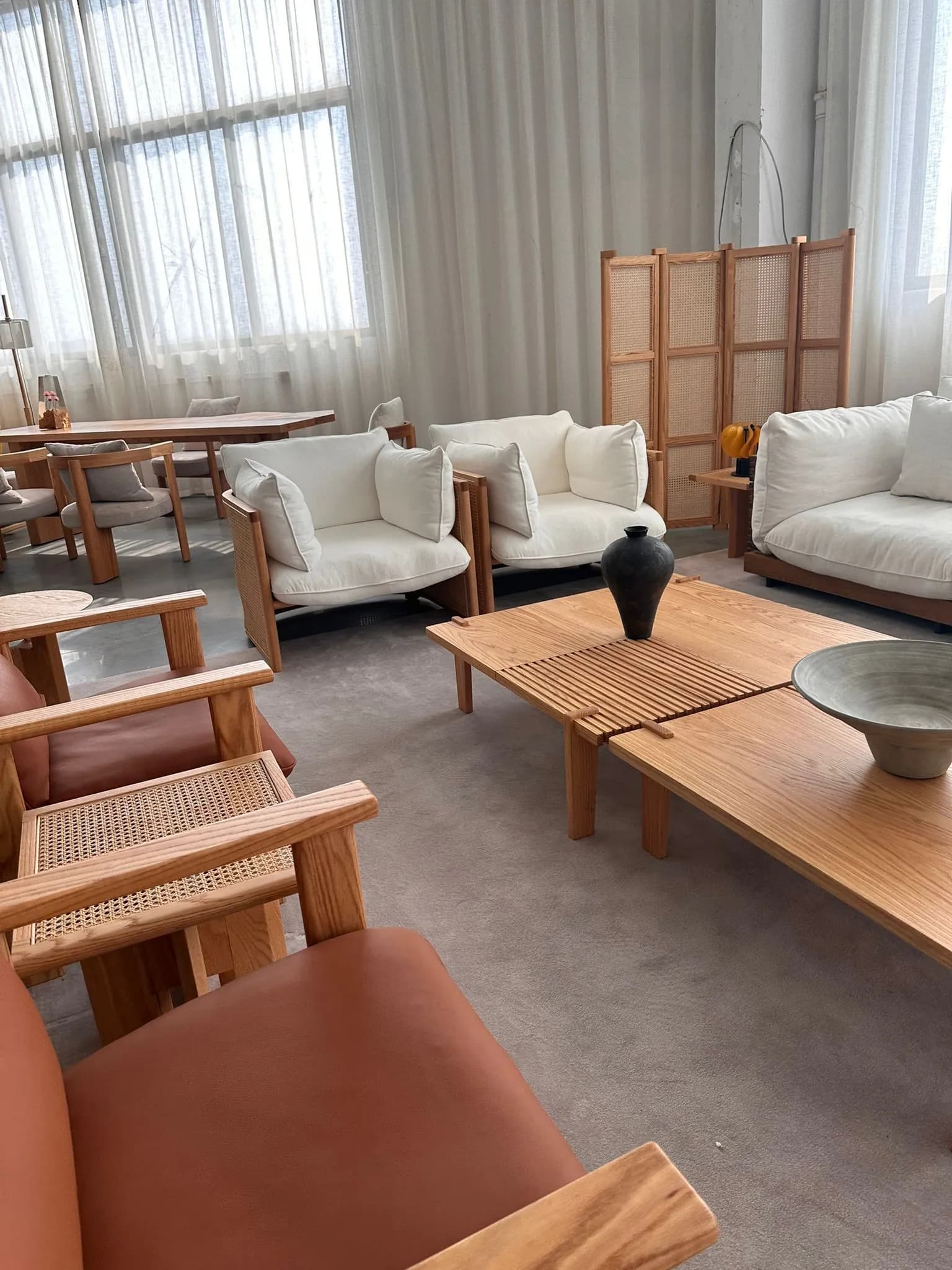 Cane Lounge Chair — Wood with rattan cane