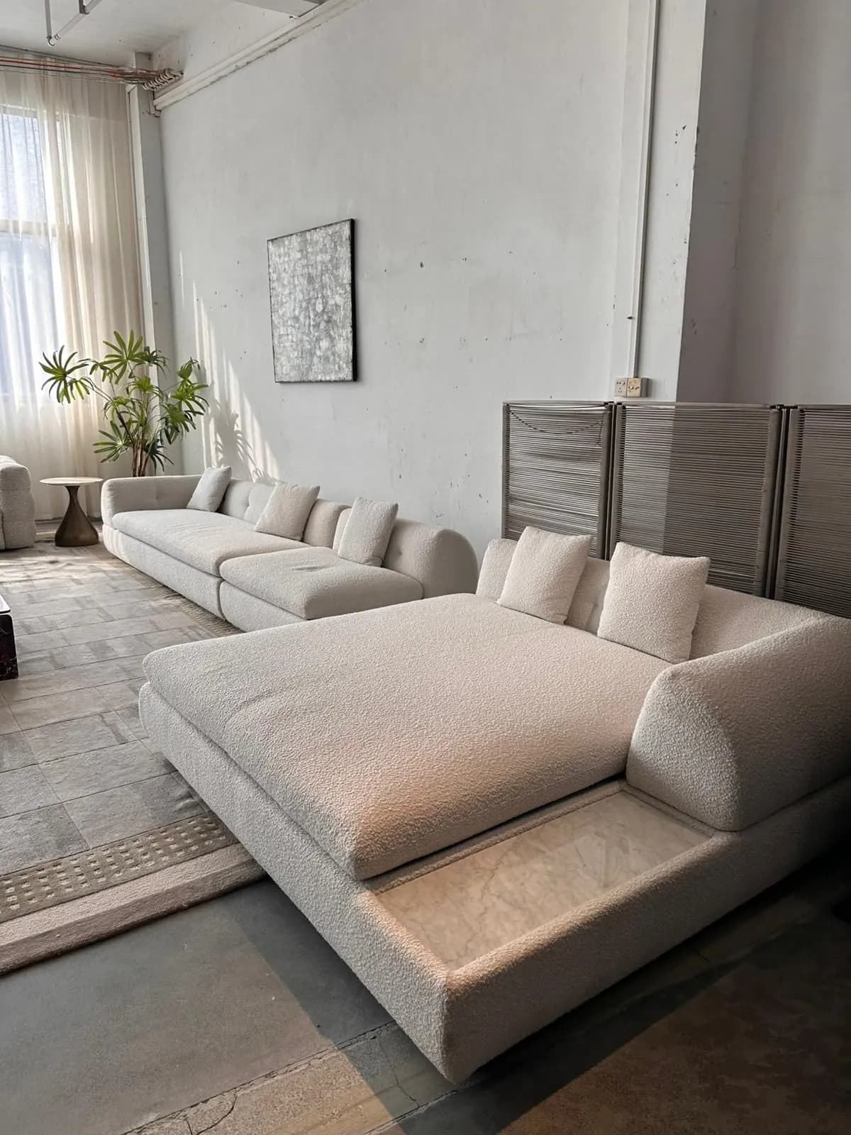 Curved Modular Sectional — Boucle Fabric