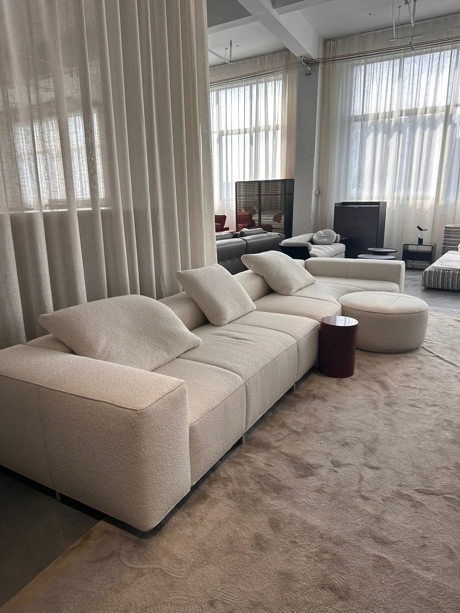 Puffy Cloud Sectional — Cream Boucle Fabric