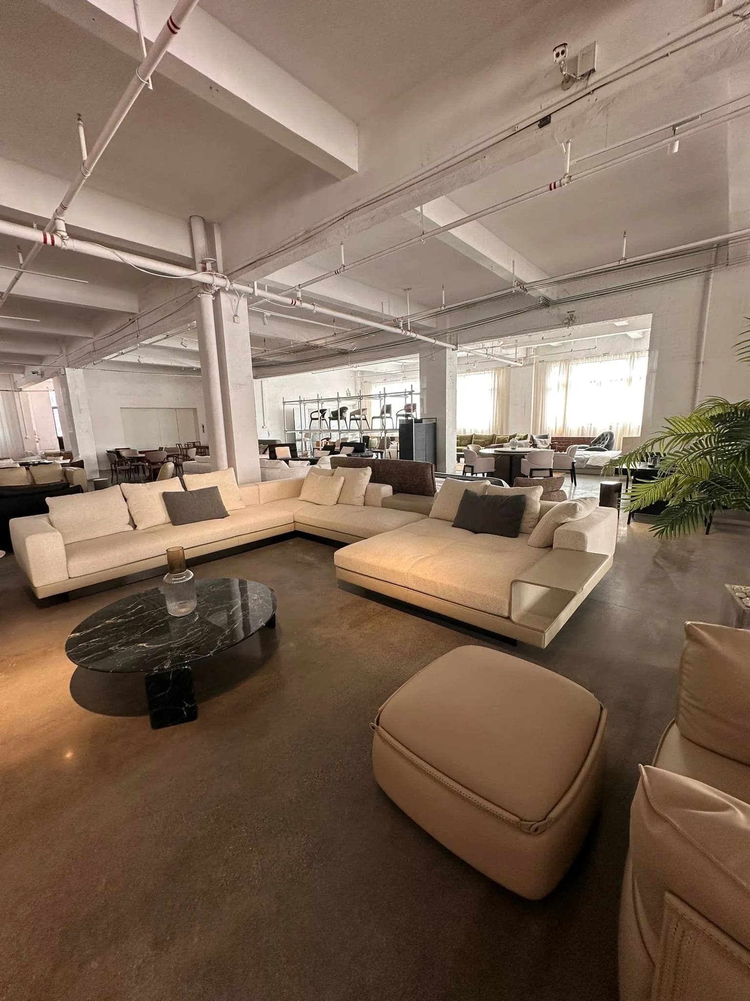 Modular Sectional Sofa — Cream fabric upholstery