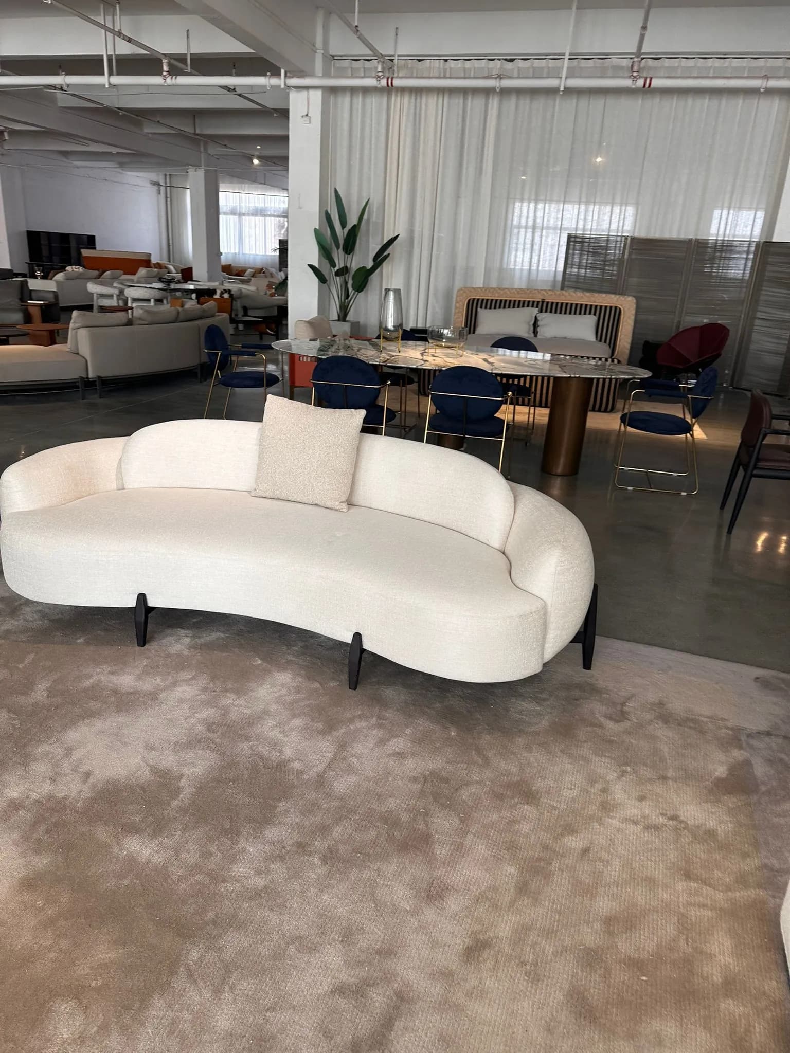 Curved Cloud Sofa — Cream Boucle Fabric